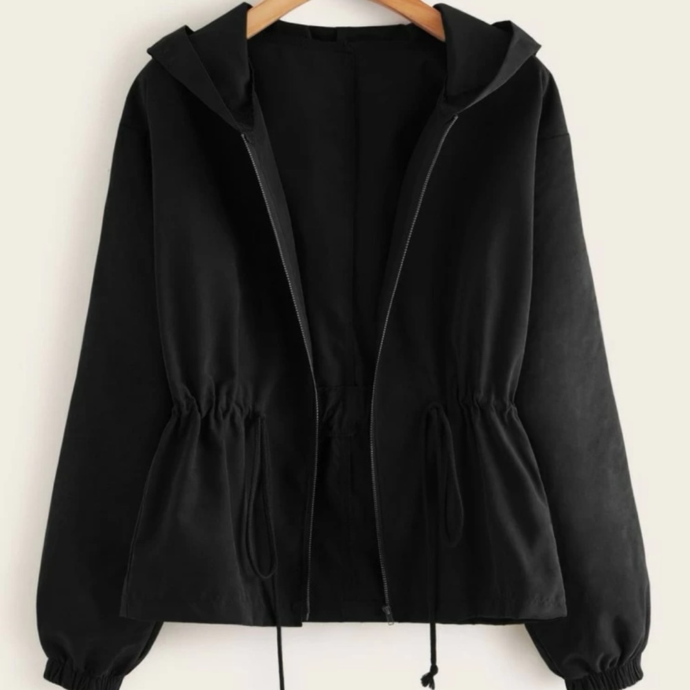 Zip up drawstring hooded jacket from shein.